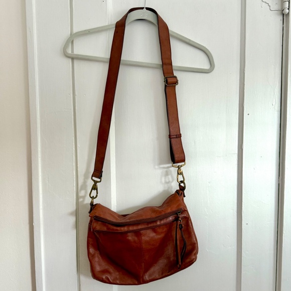 Margot soft leather double zip brown crossbody bag - Picture 2 of 8